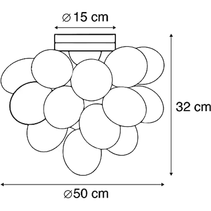 Qazqa - Design Deckenleuchte I Deckenlampe I Lampe I Leuchte schwarz mit Braunglas 6 Lampen - Uvas I Wohnzimmer I Schlafzimmer - Kugel I Kugelförmig - LED geeignet G9 – Bild 4
