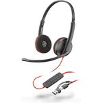 Poly Blackwire C3220 Stereo USB-C/A On-Ear-Kopfhörer (Noise-Cancelling) in schwarz