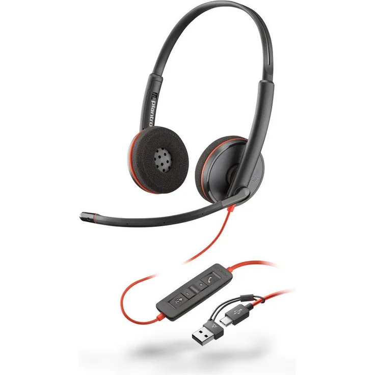 Poly Blackwire C3220 Stereo USB-C/A On-Ear-Kopfhörer (Noise-Cancelling) in schwarz