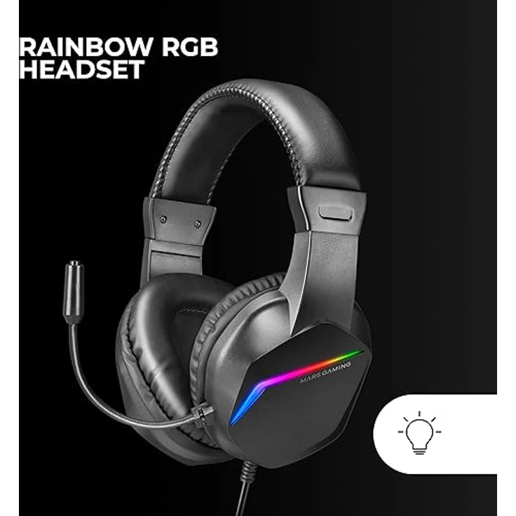 Mars Gaming MCP-RGB3, Gaming-Set: RGB-Tastatur, RGB-Flow-Maus 3200 DPI, Over-Ear-Headset mit FRGB-Beleuchtung und XXL-Mousepad, Schwarz, Spanische Sprache – Bild 5