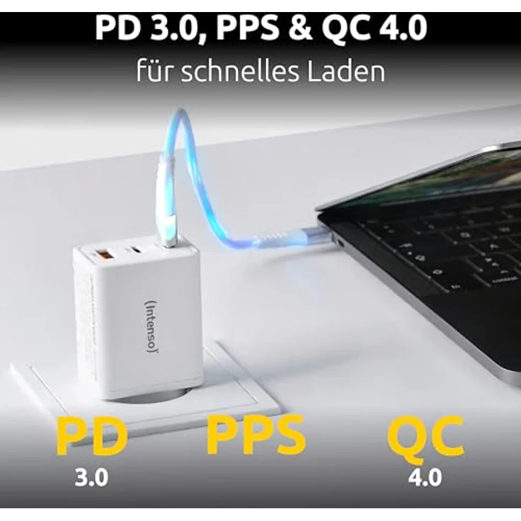 Intenso W65ACC GaN 65 Watt, weiß Schnellladegerät mit USB-A und USB-C Anschlüssen für Smartphones und Laptops – Bild 4