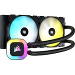Corsair H100 RGB-CPU-Kühler 240 mm AIO SP120 RGB Elite-Lüfter Schwarz, für Intel LGA 1200/115X/2066, AMD AM4