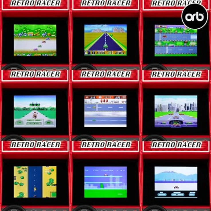 Orb Retro Rennmaschine 8-Bit Arcade 30 Spiele, Rot, Schwarz – Bild 4