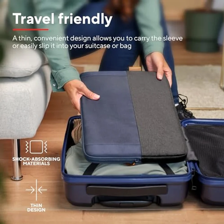 Trust Lisboa Laptophülle 16 Zoll, Laptoptasche aus Recycelten PET-Flaschen, Arbeitstasche Laptop Sleeve, Tasche Herren Damen für MacBook Notebook HP Dell Asus Lenovo Reisen Business - Blau – Bild 4