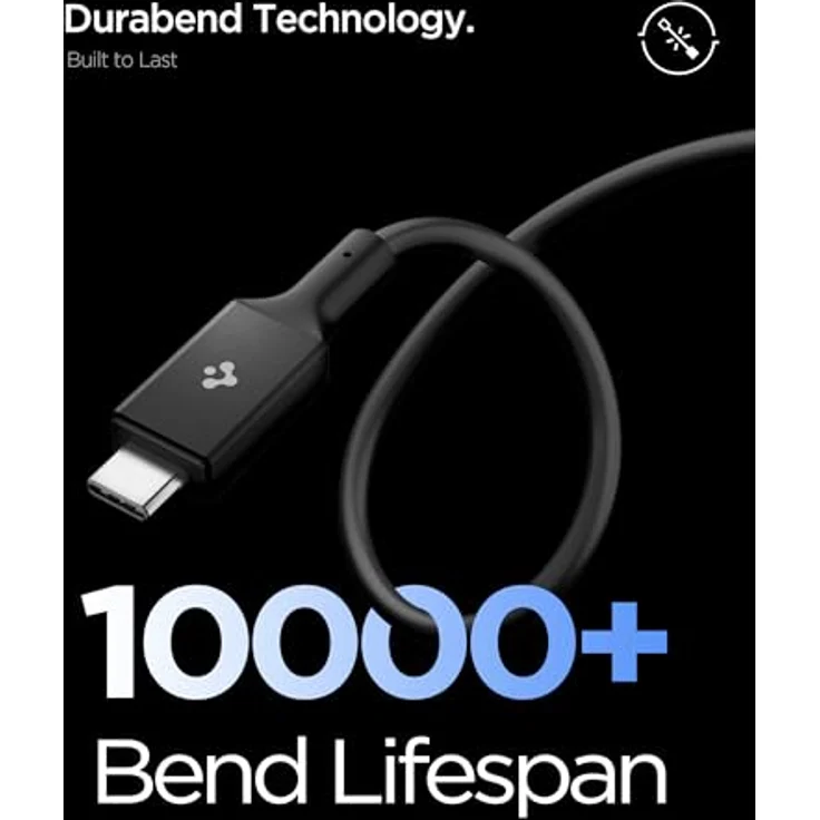 Spigen Essential USB C Kabel 240W PD Schnellladekabel [1,2m] USB-C auf USB-C mit E-Marker Chip, 40Gbps für iPhone 17/16 Pro Max Air, Google Pixel 10, MacBook Pro/Air - Schwarz – Bild 5