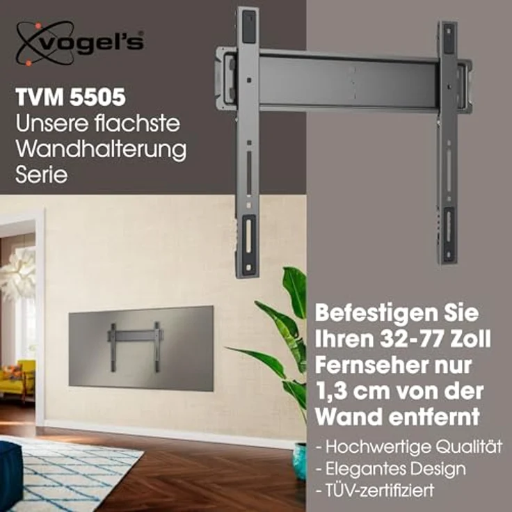 Vogels Elite 5505, TV Wandhalterung für 32-77 Zoll Fernseher, fix, schwarz – Bild 2