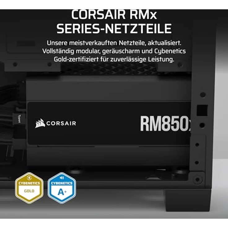 Corsair RM850x Vollständig modulares, geräuscharmes ATX-Netzteil in Schwarz - Cybenetics Gold-Effizienz, ATX 3.1-kompatibel, PCIe 5.1-Unterstützung - Preisvergleich – Bild 2