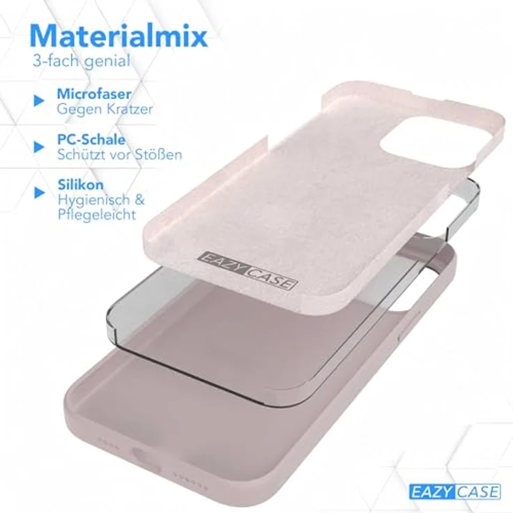 EAZY CASE Premium Silikonhülle für iPhone 15 Pro Max, Slimcover mit Kameraschutz, Microfiber-Innenseite, Rosabraun – Bild 5