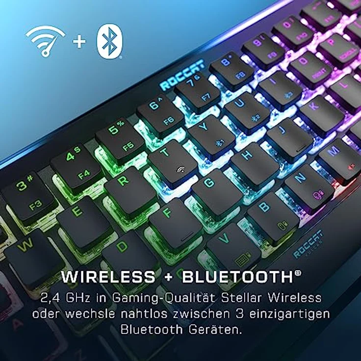 Roccat Vulcan II Mini Air – 65 Prozent Wireless optische mechanische Gaming-Tastatur, anpassbare RGB-Beleuchtung, abnehmbares Kabel, Titan II Tactile Schalter, Aluminiumplatte, Schwarz – Bild 3