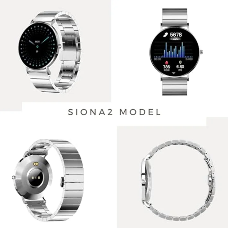 XCOAST SIONA2 UNISEX Smartwatch Edelstahl 4,2 cm AMOLED, 7 Tage Akku, Wasserdicht, Puls, Blutdruck, brillante Farben – Bild 3