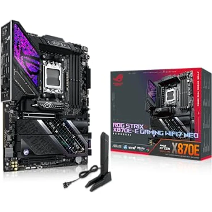 ASUS ROG STRIX X870E-E GAMING WIFI7 NEO, ATX Mainboard mit AMD AM5 Sockel, PCIe 5.0, Dual DDR5-5600, WiFi 7, RGB-Beleuchtung – Bild 2