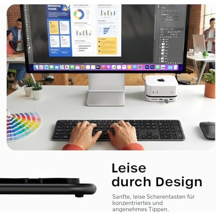 Satechi EX3 Slim, Kabellose Tastatur mit Full-Size-Layout und 4-in-1-Wireless-Konnektivität, Englisch (US), Schwarz – Bild 6