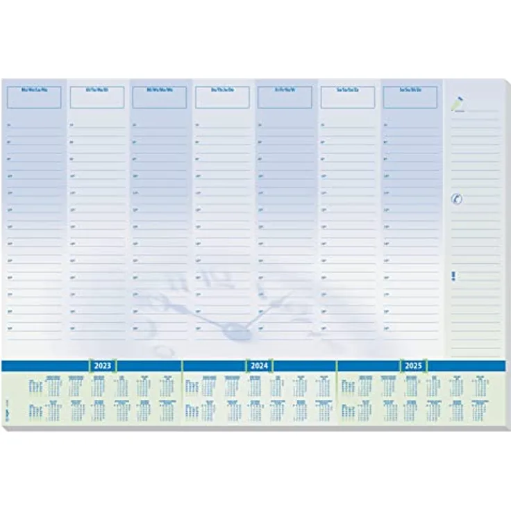 SIGEL HO350 Papier-Schreibtischunterlage, ca. DIN A2 - extra groß, mit 3-Jahres-Kalender, Tages- und Wochenplan mit Stundeneinteilung, 30 Blatt