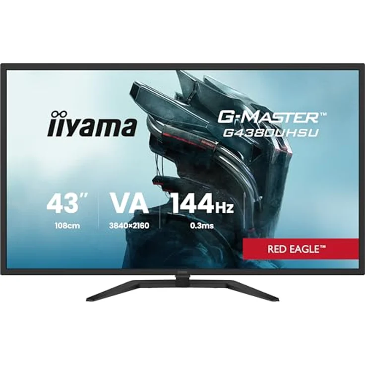 iiyama G-Master Red Eagle G4380UHSU-B2, 43" (108 cm) VA LED 4K UHD Gaming Monitor mit 144Hz, 0.3ms Reaktionszeit, HDR 400 und Adaptive Sync, schwarz – Bild 2