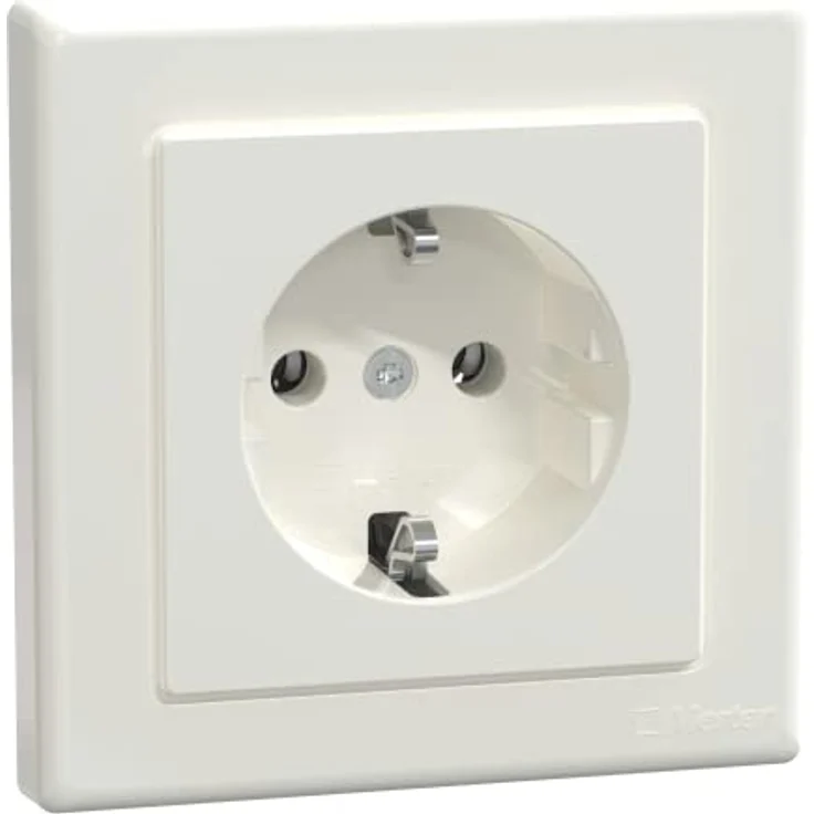 Merten MEG2301-1519 SCHUKO-Steckdose mit voller Abdeckplatte, Steckklemmen, polarweiß, M-SMART, Weiß – Bild 3