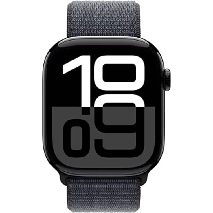 Apple Watch Series 10, 46 mm, GPS, Aluminiumgehäuse Diamantschwarz, Sport Loop Tinte, One size – Bild 2