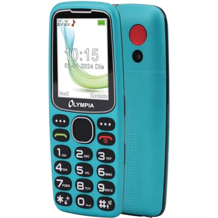 Olympia Star Seniorenhandy | Komfort-Mobiltelefon mit Großtasten, Farb-LC-Display, SOS-Taste, Freisprechfunktion, Bluetooth, MicroSD Slot, Taschenlampe | Türkis - Preisvergleich