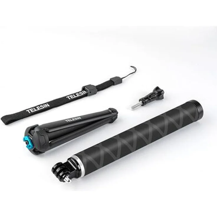 Telesin Selfiestick Carbon 90cm mit klappbarem Stativ und rutschfestem Griff, schwarz