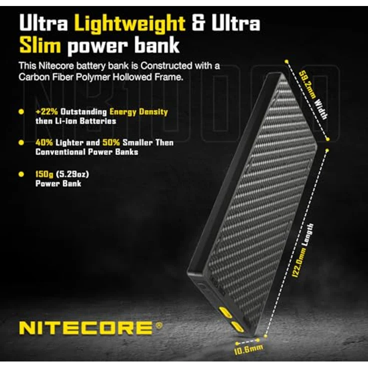 Nitecore NB10000 Gen3 Powerbank, 10.000mAh, IPX5, USB-C, schwarz – Bild 3