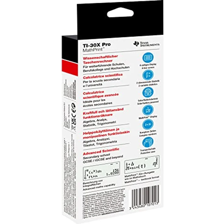 Texas Instruments TI-30X Pro Mathprint Schulrechner (4-zeiliges hochauflösendes Display, Solar- und Batteriebetrieb) Schwarz – Bild 5