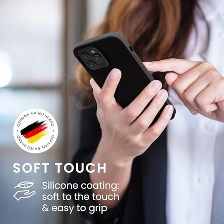 kwmobile Handyhülle für iPhone 14 Pro Max - Silikon Case mit Anti-Rutsch und kabellosem Laden, Schwarz matt – Bild 4