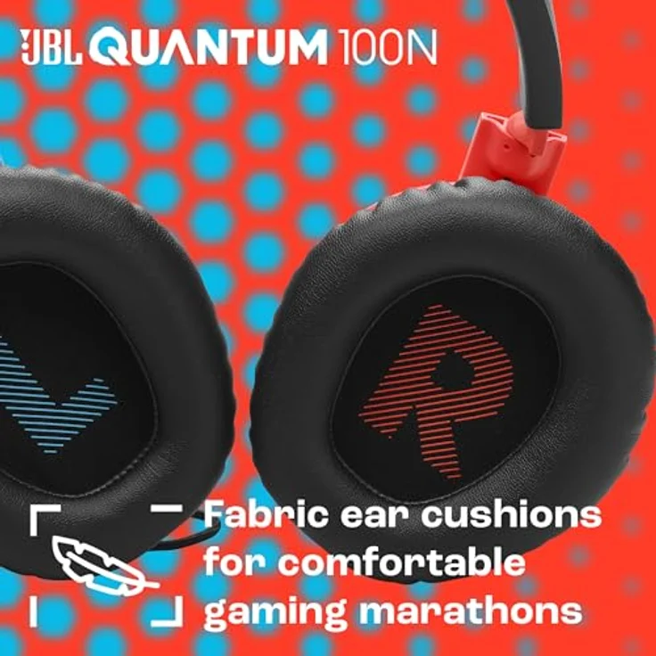 JBL Quantum 100N, kabelgebundenes Over-Ear-Gaming-Headset mit abnehmbarem Mikrofon, JBL QuantumSOUND Signature und Memory Foam, Multi-Plattform-Kompatibilität und Windows Sonic Spatial Sound, Blau/Rot – Bild 3