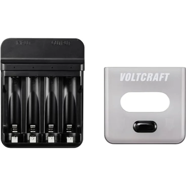 VOLTCRAFT VC-BC4-PB1, 2in1 Ladegerät & Powerbank für AA/AAA Ni-MH-Akkus, LED-Anzeige, 500mA Ausgangsstrom, USB-A auf USB-C Kabel – Bild 4