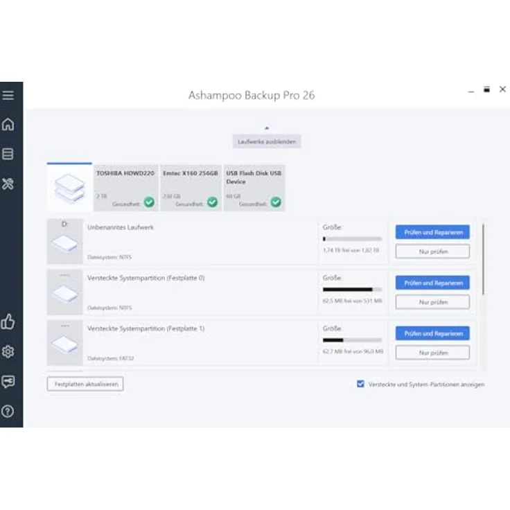 Ashampoo Backup Pro 26, Backup-Software zur Daten- und Systemwiederherstellung, 1 Gerät, 1 Benutzer, PC Aktivierungscode per Product Key Card, verbesserte Performance und Flexibilität, BitLocker-Unterstützung – Bild 3