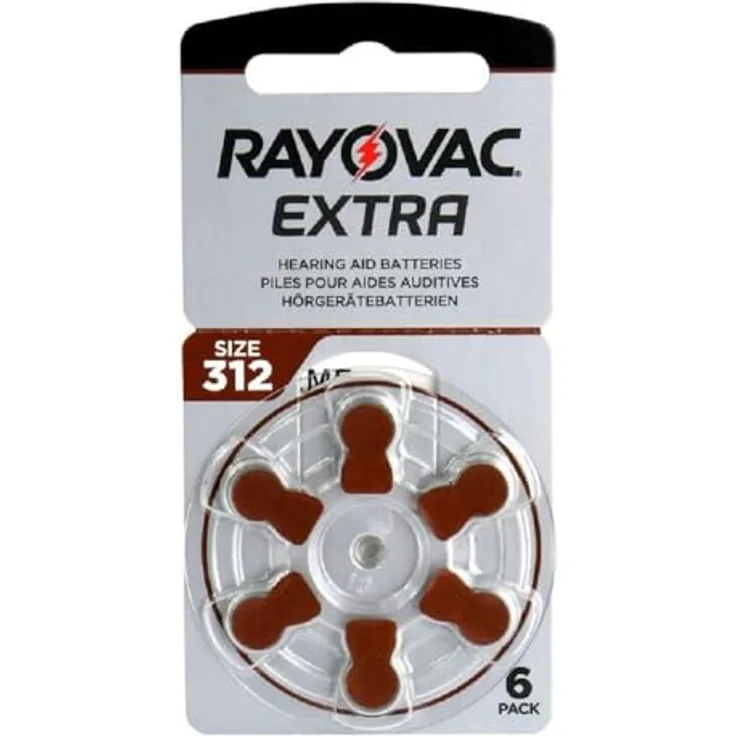Rayovac PR41-312A, Zink-Luft Hörgeräte-Knopfzelle, 1,4 V