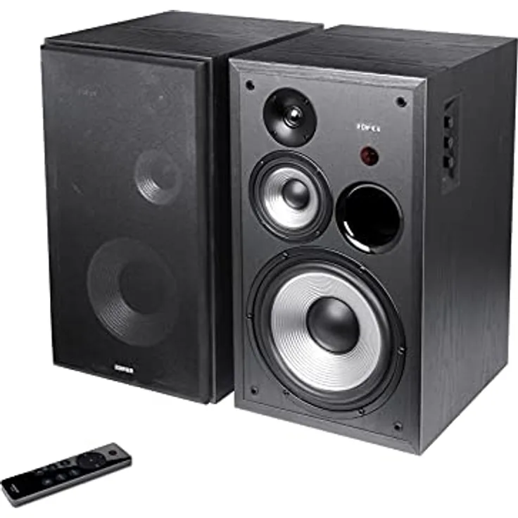 Edifier Studio R2850DB Bluetooth-Lautsprechersystem (150 Watt) mit Infrarot-Fernbedienung, Digitaleingängen und Echtholzgehäuse, schwarz