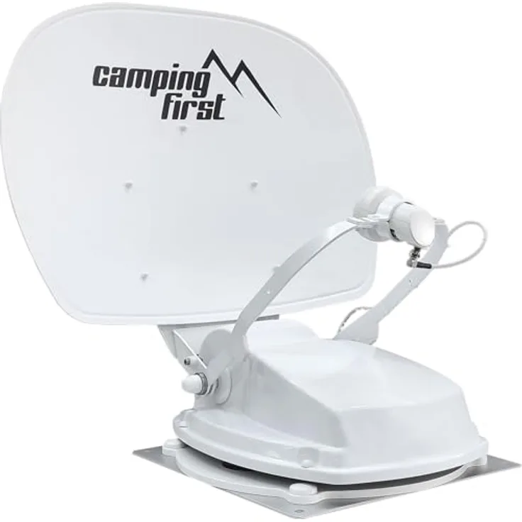 Camping First Satmex 55 plus, vollautomatische Satellitenantenne mit 55 cm Spiegel, Bluetooth®-Verbindung, weiß