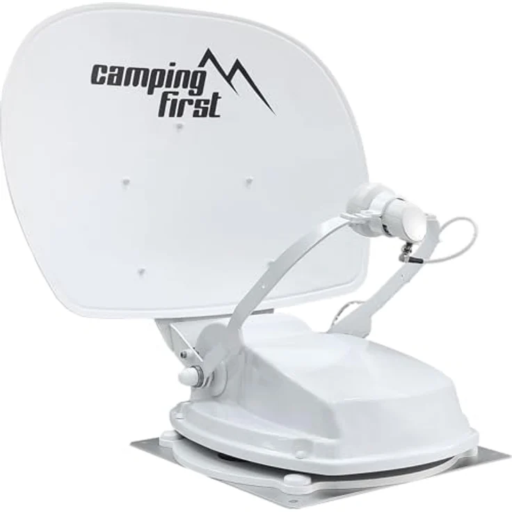 Camping First Satmex 55 plus, vollautomatische Satellitenantenne mit 55 cm Spiegel, Bluetooth®-Verbindung, weiß – Bild 1