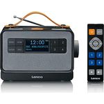 Lenco PDR-065 tragbares DAB+ Radio - Bluetooth - FM Radio - einfacher und normaler Modus - Dockingstation zum Laden - Uhr und Weckfunktion - Akku - schwarz/grau