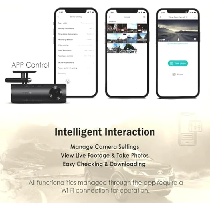 70mai Dashcam M310, 2K (QHD) Auflösung, FOV 130°, F2.0, G-Sensor, App-Steuerung, Parküberwachung – Bild 6