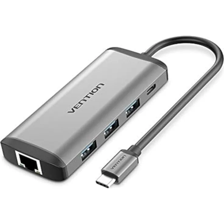 VENTION CNDHB USB-Hub, silberfarben, kompakter Hub mit mehreren Anschlüssen