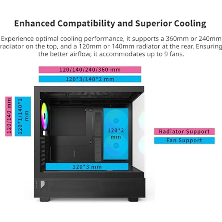 Montech XR Midi-Tower, Tempered Glass - schwarz - Luftiger Midi-Tower mit Mainboard-Support bis ATX – Bild 5