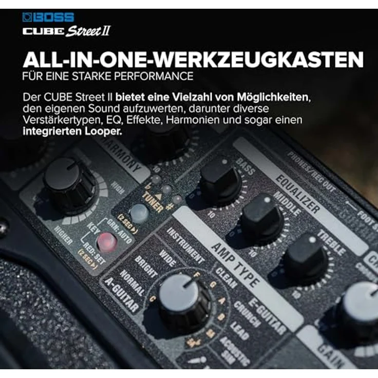 Boss by Roland Cube Street II, Batteriebetriebener Stereo-Verstärker mit 2 Kanälen, 10 W, Bluetooth-App-Steuerung, integrierten Effekten und Looper, schwarz – Bild 4