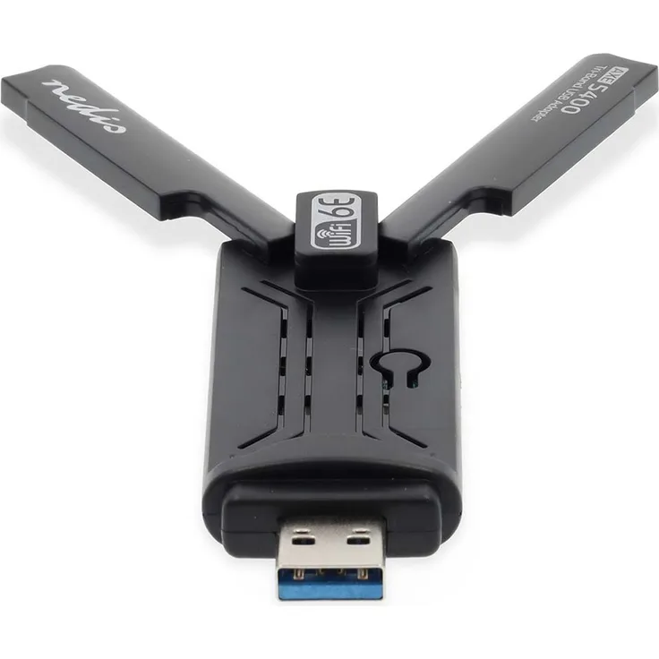 Nedis WSNWA541, Netzwerk-Dongle mit Wi-Fi 6 AX5400, Triple Band 2.4/5/6 GHz, USB 3.0, bis zu 5400 Mbps, kompatibel mit Windows 10/11