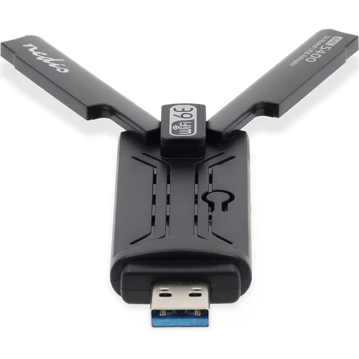 Nedis WSNWA541, Netzwerk-Dongle mit Wi-Fi 6 AX5400, Triple Band 2.4/5/6 GHz, USB 3.0, bis zu 5400 Mbps, kompatibel mit Windows 10/11
