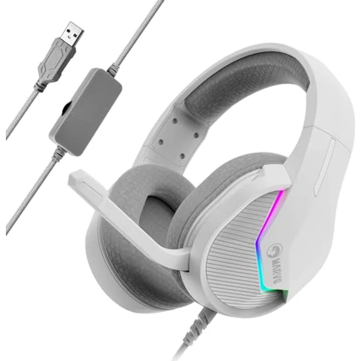 Marvo HG8936 Rosa, Kabelgebundenes Gaming-Headset mit Mikrofon, 3,5 mm Klinke und USB, Pink