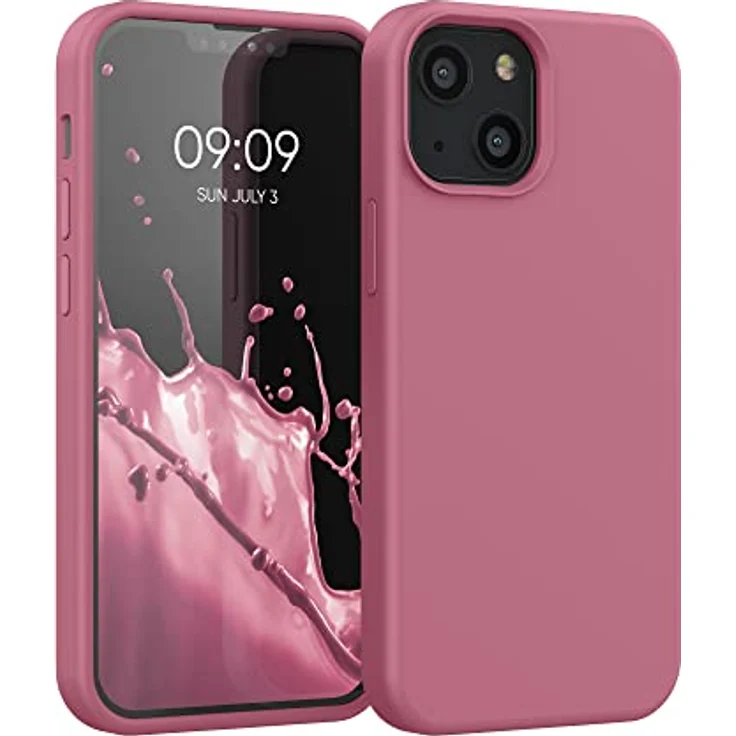 kwmobile Handyhülle für iPhone 13 mini, Silikon Case in Dark Rose, kabelloses Laden, rutschfest und strapazierfähig – Bild 1
