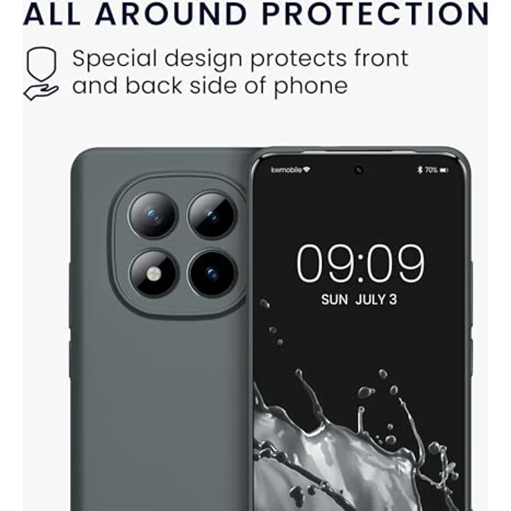 kwmobile Handyhülle für Xiaomi Redmi Note 15 4G / 5G & Poco M8 5G, weiche Silikon Case in Metallic Grau mit rutschfester Oberfläche und perfektem Kamera-Schutz – Bild 5