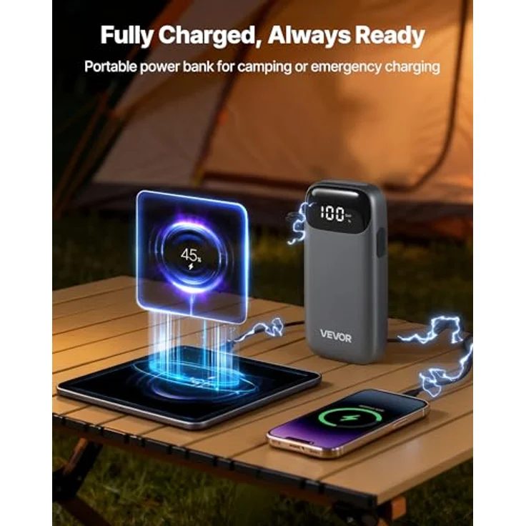 VEVOR Starthilfe Powerbank, 6000A Autobatterie Booster mit LED-Taschenlampe, 26.800 mAh, für 10L Motoren, kompakt und sicherheitsgeschützt – Bild 5