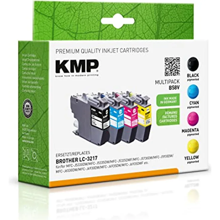 KMP Tintenpatronen passend für Brother LC3217BK, LC3217C, LC3217M, LC3217Y - für Brother MFC-J 5330 DW, 5335 DW, 6535 DW, 5930 DW, etc.