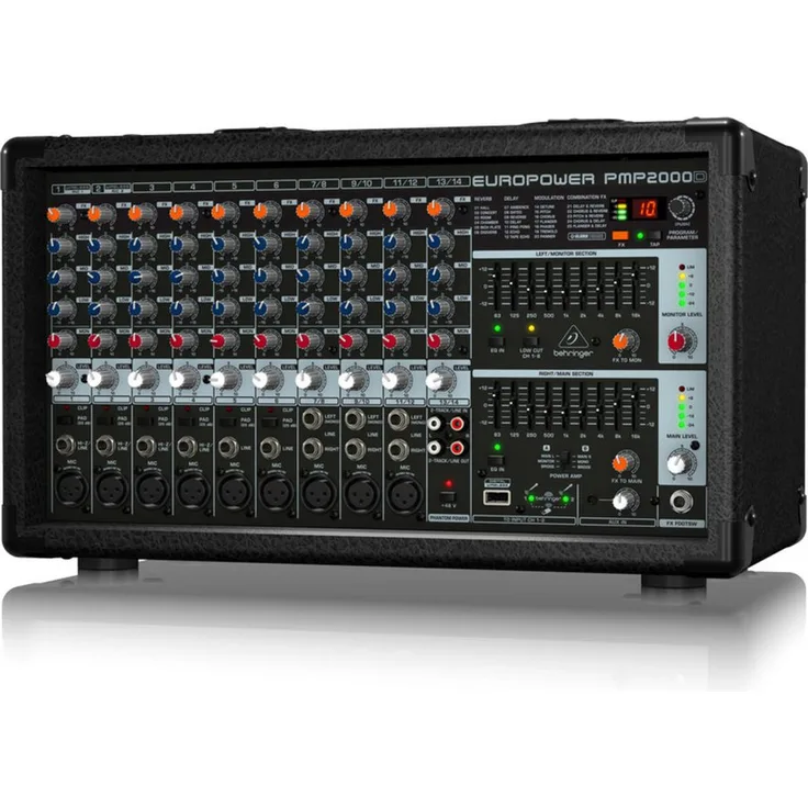 "Behringer Mischverstärker PMP2000D Europower 14-Kanal Powermixer - Powermixer, ultra-kompakt, 2x1000-Watt, Class-D Verstärkertechnologie, 9 "Invisible" IMP Mic Preamps, KLARK TEKNIK FX Prozessor, schwarz"