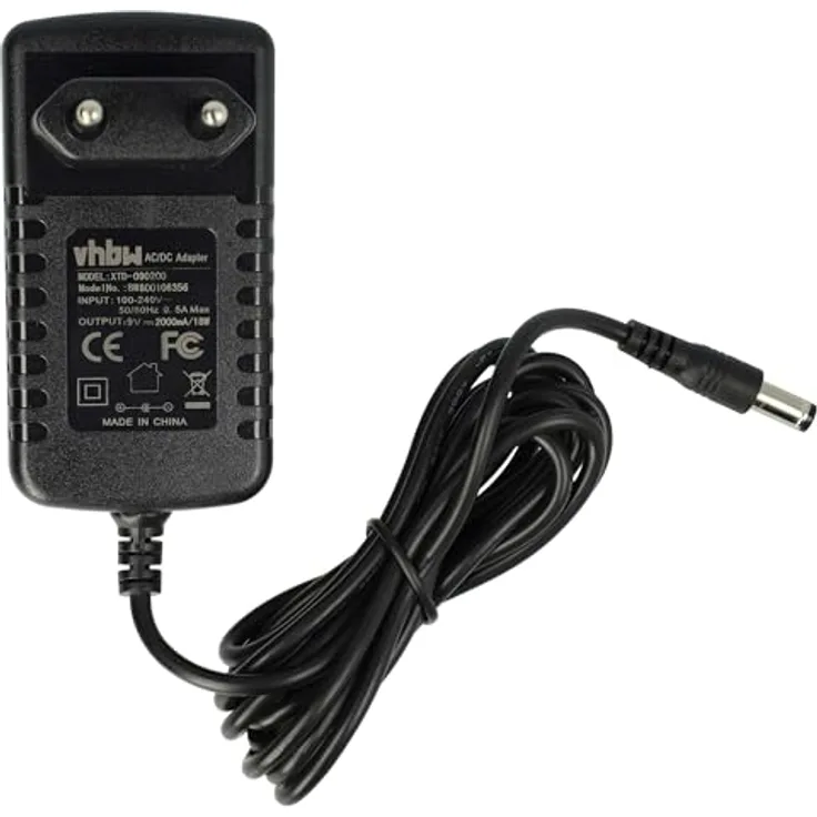 vhbw Netzteil kompatibel mit Dymo LabelManager LM-160, 9 V / 2 A, Euro-Stecker, schwarz