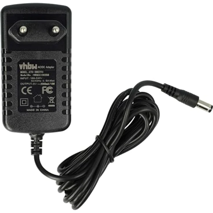 vhbw Netzteil kompatibel mit Dymo LabelManager LM-160, 9 V / 2 A, Euro-Stecker, schwarz – Bild 1