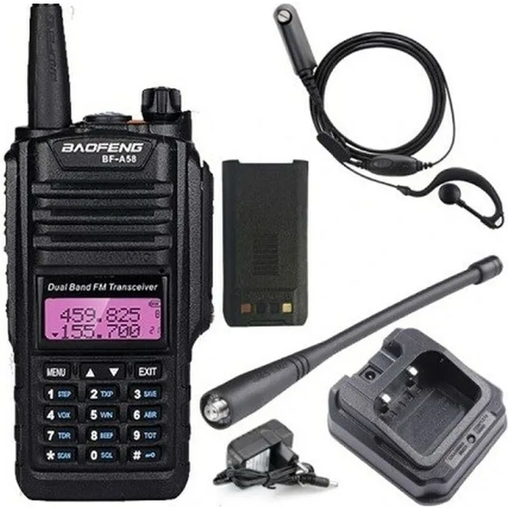 BAOFENG Walkie-Talkie BF-A58, 5W Funkgerät mit Geräuschunterdrückung, 1800 mAh Akku und VOX-Funktion, schwarz