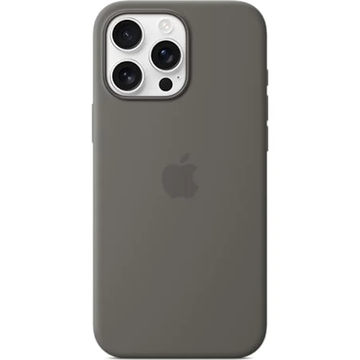 Apple iPhone 16 Pro Max Silikon Case mit MagSafe – Steingrau mit recyceltem Silikonmaterial und Mikrofaserfutter – Bild 3