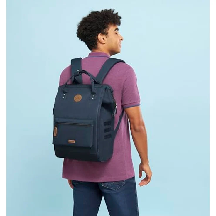 Cabaïa Adventurer Rucksack Reykjavik Maxi 23L, wasserabweisend, Laptopfach bis 15 Zoll, 2 Vordertaschen, vegan zertifiziert, Blau – Bild 2